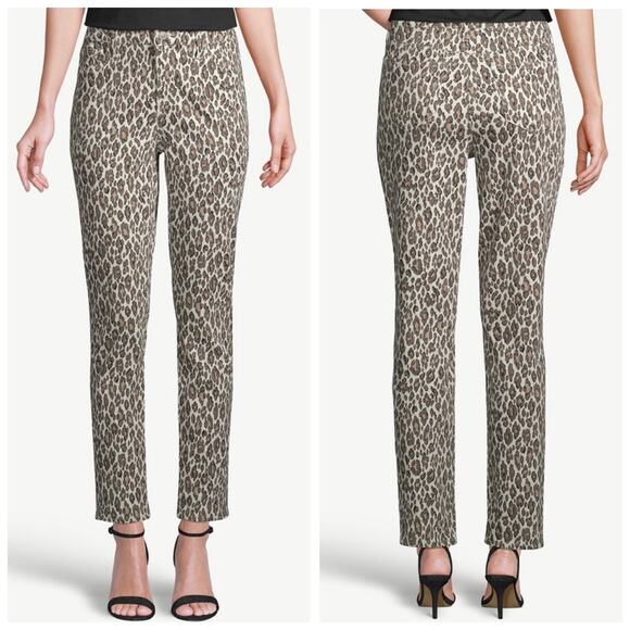 Chico's Denim - Chico's Women's So Slimming Leopard Print Soft Touch Girlfriend Ankle Jeans - 8